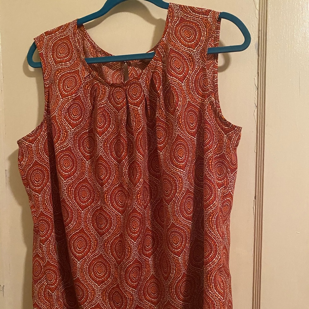 Orange paisley short-sleeve blouse